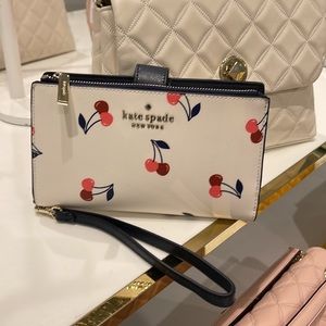 Kate Spade Staci Dancing Cherry Phone Wallet Wristlet Cream Multi